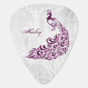 Magenta Peacock Personalized Guitar Pick