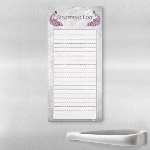 Magenta Peacocks Shopping List Magnetic Notepad