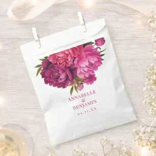 Magenta Peony Floral Wedding Favor Bag