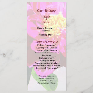 Magenta Peony in Sunshine Wedding Program