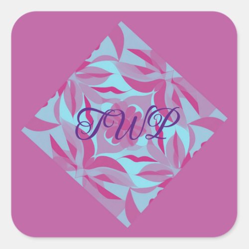 Magenta Personalizable AI Art Monogram  Square Sticker