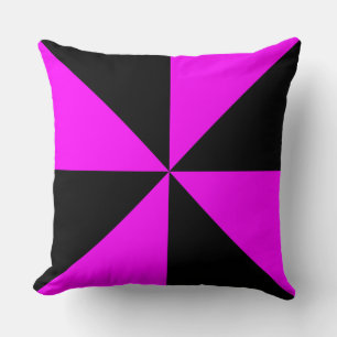 Magenta Pink and Black Pinwheel Throw Pillow