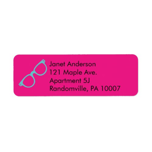 Magenta Pink and Bright Blue Retro Glasses Label