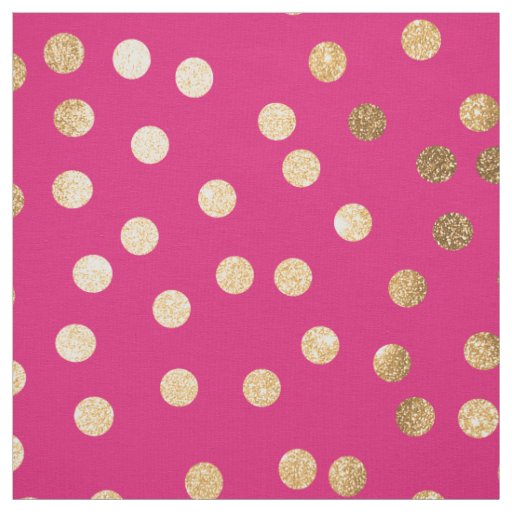 Magenta Pink and Gold Glitter City Dots Fabric