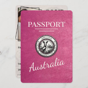 Magenta Pink Australia Passport Save The Date