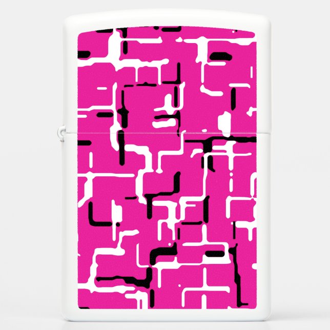 Magenta Pink Black White Zippo Lighter (Front)