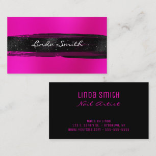 Magenta Pink Blur Black Brush Strokes Business Card