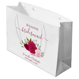 Magenta & Pink Boho Roses Wedding Bridesmaid Large Gift Bag