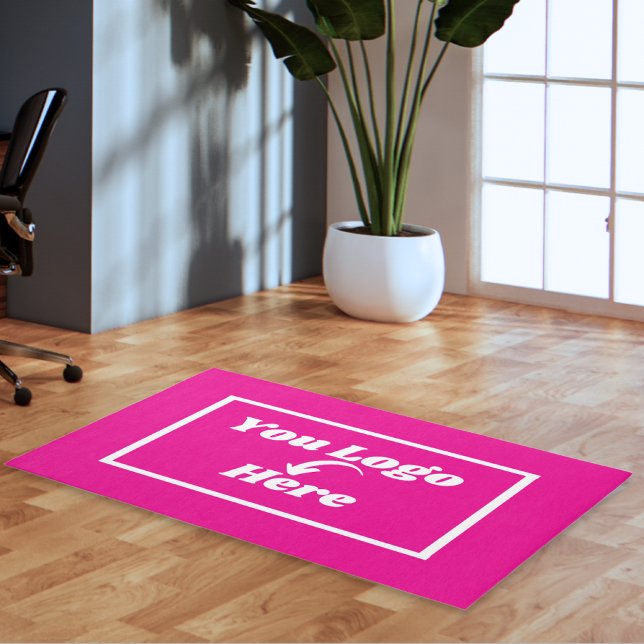Magenta Pink Business Corporate Company Logo Round Rug (Creator Uploaded)