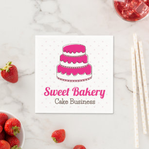 Magenta Pink Cake Bakery   Polka Dots Napkins