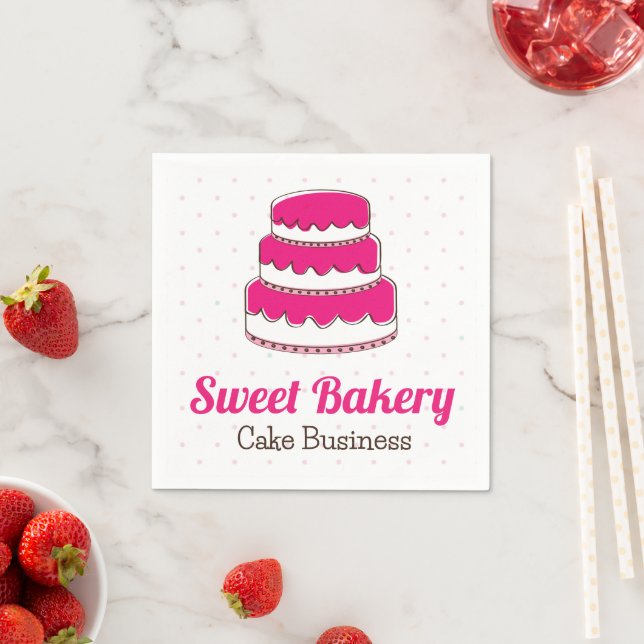 Magenta Pink Cake Bakery | Polka Dots Napkins (Insitu)