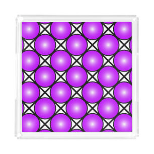 Magenta Pink Dots Black White Lattice Pattern Acrylic Tray