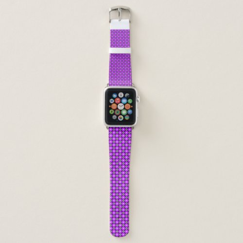 Magenta Pink Dots Black White Lattice Pattern Apple Watch Band