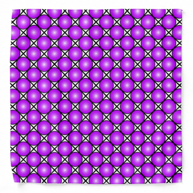 Magenta Pink Dots Black White Lattice Pattern Bandana (Front)