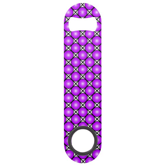 Magenta Pink Dots Black White Lattice Pattern Bar Key (Front)