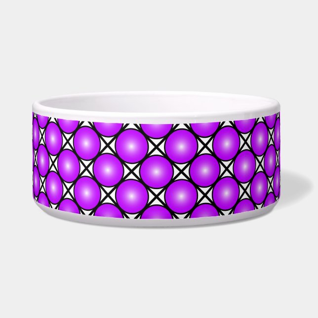 Magenta Pink Dots Black White Lattice Pattern Bowl (Front)