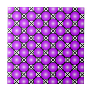 Magenta Pink Dots Black White Lattice Pattern Ceramic Tile