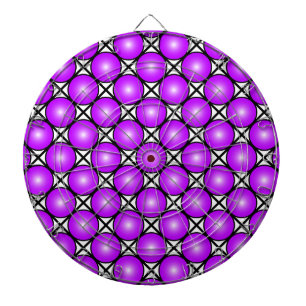Magenta Pink Dots Black White Lattice Pattern Dart Board