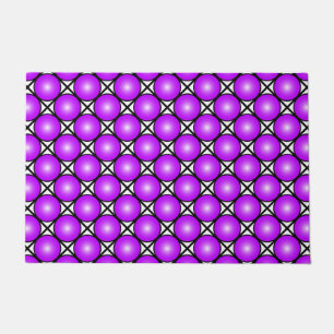 Magenta Pink Dots Black White Lattice Pattern Doormat