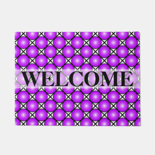 Magenta Pink Dots Black White Lattice Pattern Doormat