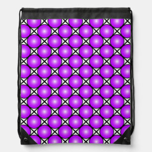 Magenta Pink Dots Black White Lattice Pattern Drawstring Bag