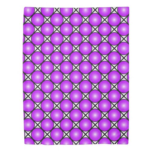 Magenta Pink Dots Black White Lattice Pattern Duvet Cover