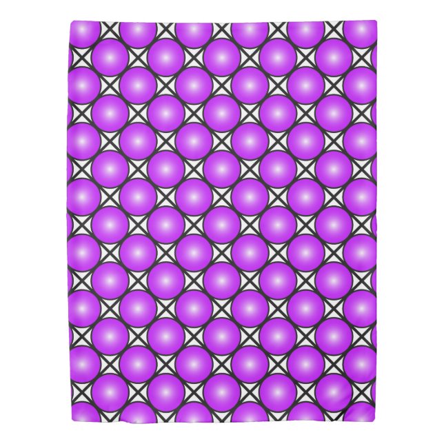 Magenta Pink Dots Black White Lattice Pattern Duvet Cover (Front)