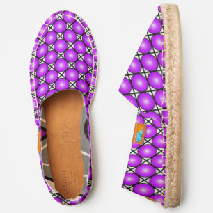 Magenta Pink Dots Black White Lattice Pattern Espadrilles