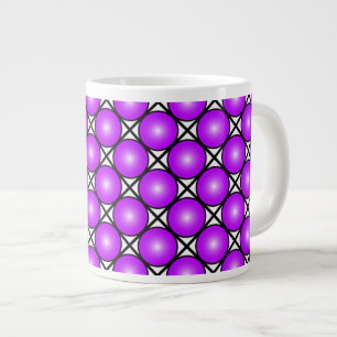 Magenta Pink Dots Black White Lattice Pattern Giant Coffee Mug