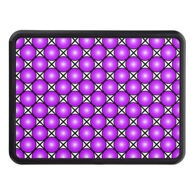 Magenta Pink Dots Black White Lattice Pattern Hitch Cover (Front)