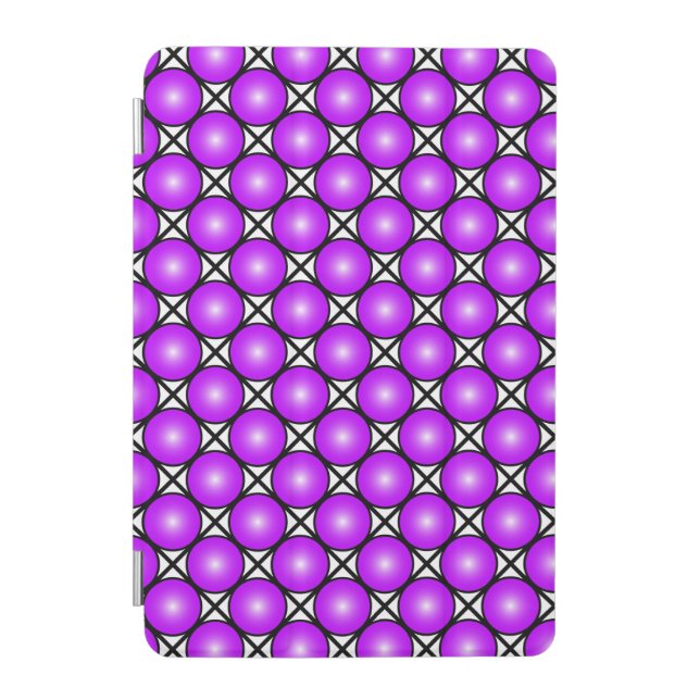Magenta Pink Dots Black White Lattice Pattern iPad Mini Cover (Front)