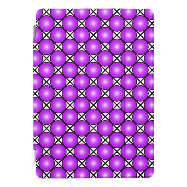 Magenta Pink Dots Black White Lattice Pattern iPad Pro Cover (Front)