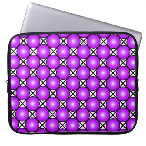 Magenta Pink Dots Black White Lattice Pattern Laptop Sleeve