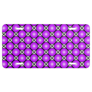Magenta Pink Dots Black White Lattice Pattern License Plate