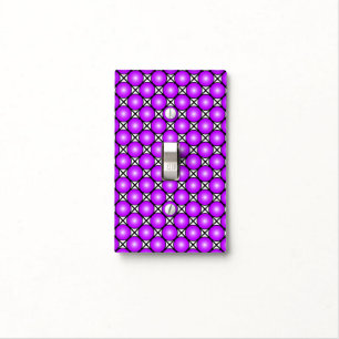 Magenta Pink Dots Black White Lattice Pattern Light Switch Cover