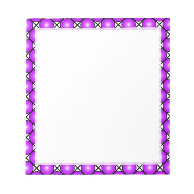 Magenta Pink Dots Black White Lattice Pattern Notepad (Front)