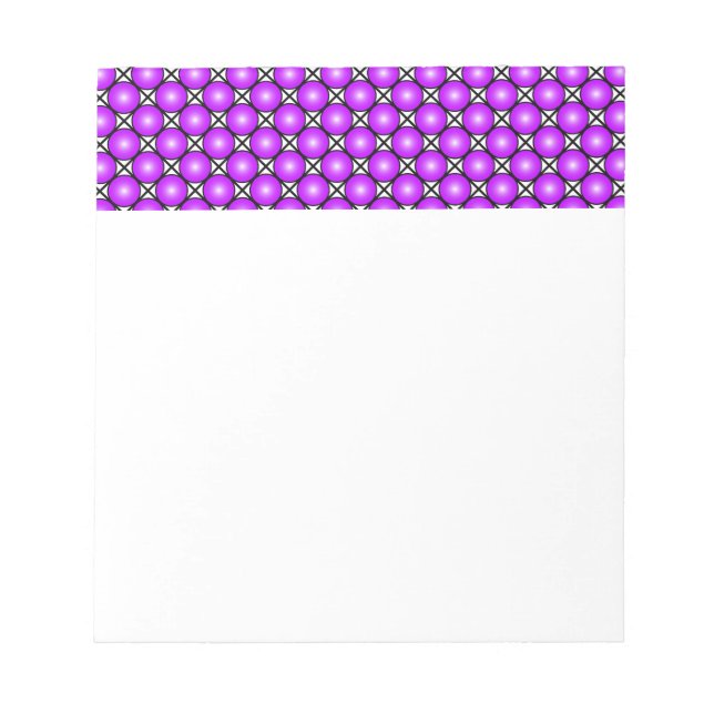 Magenta Pink Dots Black White Lattice Pattern Notepad (Front)