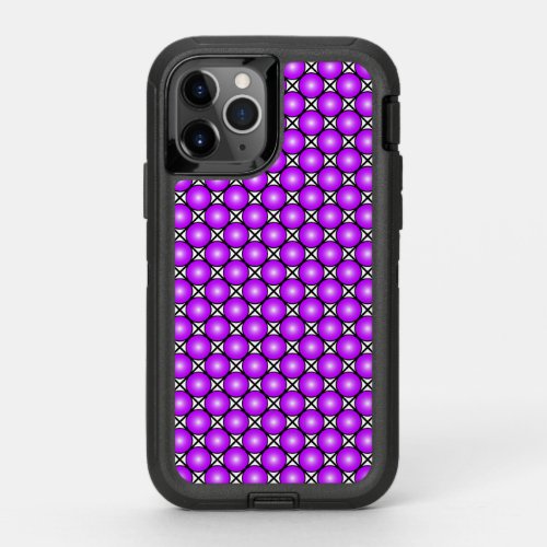 Magenta Pink Dots Black White Lattice Pattern OtterBox Defender iPhone 11 Pro Case