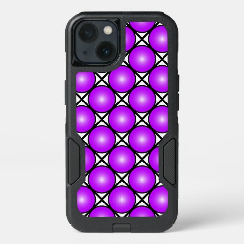 Magenta Pink Dots Black White Lattice Pattern iPhone 13 Case