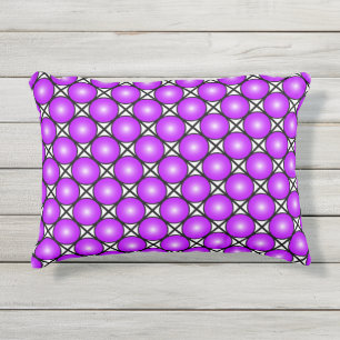 Magenta Pink Dots Black White Lattice Pattern Outdoor Pillow
