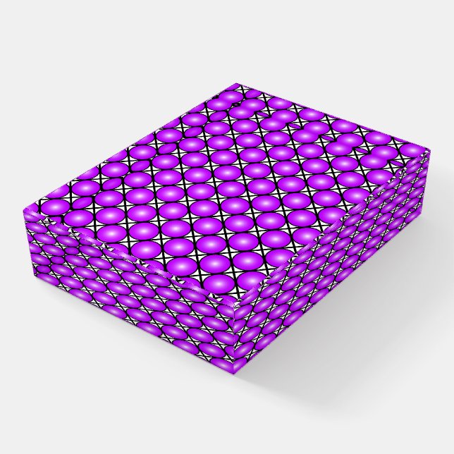 Magenta Pink Dots Black White Lattice Pattern Paperweight (Angled)