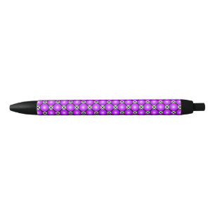 Magenta Pink Dots Black White Lattice Pattern Pen