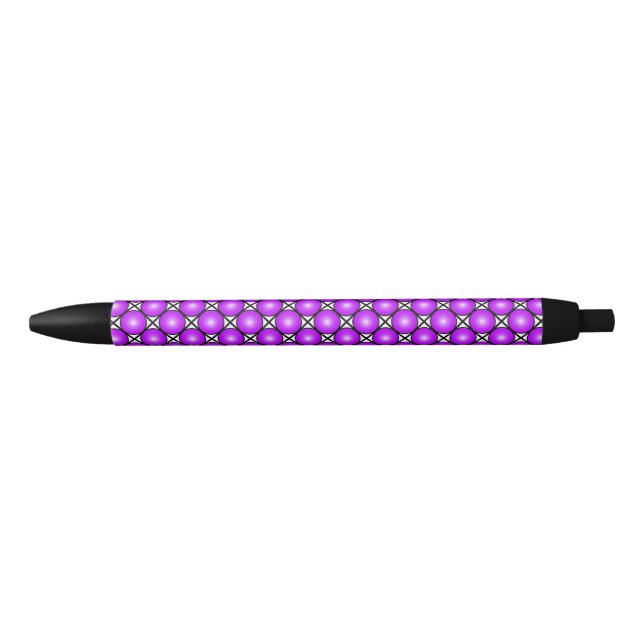 Magenta Pink Dots Black White Lattice Pattern Pen (Front)