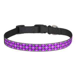 Magenta Pink Dots Black White Lattice Pattern Pet Collar