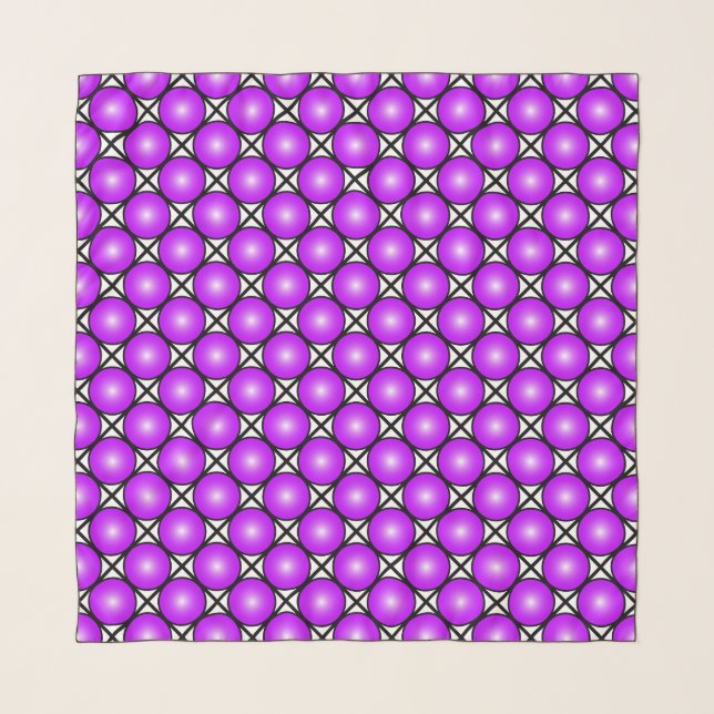 Magenta Pink Dots Black White Lattice Pattern Scarf (Front)