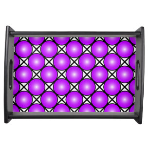 Magenta Pink Dots Black White Lattice Pattern Serving Tray