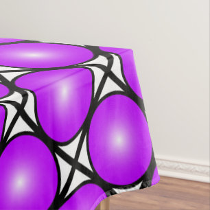 Magenta Pink Dots Black White Lattice Pattern Tablecloth