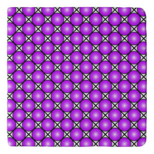 Magenta Pink Dots Black White Lattice Pattern Trivet