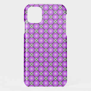 Magenta Pink Dots Black White Lattice Pattern iPhone 11 Case