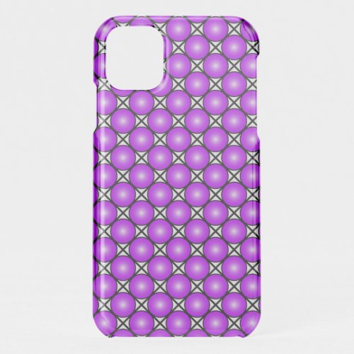 Magenta Pink Dots Black White Lattice Pattern iPhone 11 Case